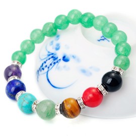 Joya Gift Jewelry Green Aventurine 7 Chakra Yoga Balancing Reiki Healing Bracelet for Women