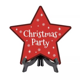 Signs ByLITA Christmas Party Star Shape Table Sign With Acrylic Stand (6” x 5.75”)
