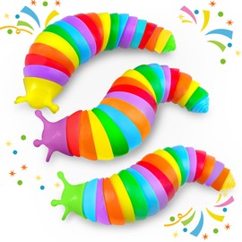 Easter Basket Stuffer for Toddler Kids, Baby Fidget Slug Sensory Toys Pack 3PCS Airplane Travel Activities Road Trip Car Toy Autism Autistic ASMR Stuff Restaurant Adult ADHD Worm Valentines Day Gift