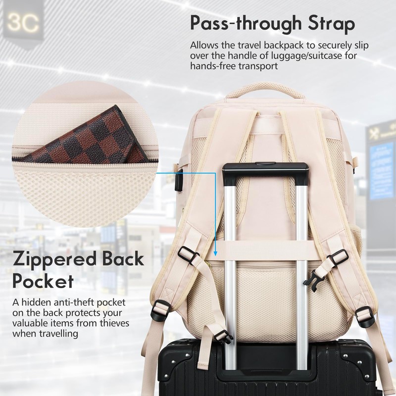 MOMUVO Carry On Backpack for Women,Flight Approved Large Travel Laptop