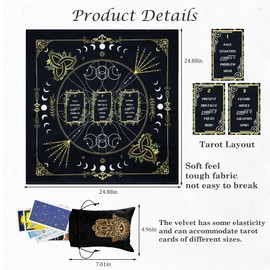 Knana Tarot Divination Cloth Altar Cloth - Tarot Card Reading Cloth Tarot Accessories Velvet Tarot Cloth with Celtic Cross Pattern - Tree