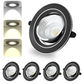 BOSITE 4 LED Recessed Spotlights, 230 V Flat, 6 W LED Spotlights, Dimmable, Ceiling Spotlights, LED Swivelling, 3000 K/4000 K/6000 K, Downlight for Kitchen, Living Room, Bedroom, Bathroom