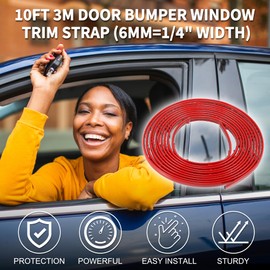 TUCKBOLD Car Truck Window Trim Strip 1/4" 6mm Width 10Ft 300cm Self Adhesive Scratch-Proof | Universal Exterior Interior Bumper Door Body Side Decorative Sticker Gloss Red 1 Set