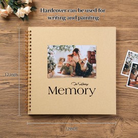 potricher 12 x 12 Inch DIY Scrapbook Album 40 Pages Hardcover Kraft Paper Scrap Book Photo Albums Memory Book for Wedding and Anniversary Family (Yellow, 12 Inch)