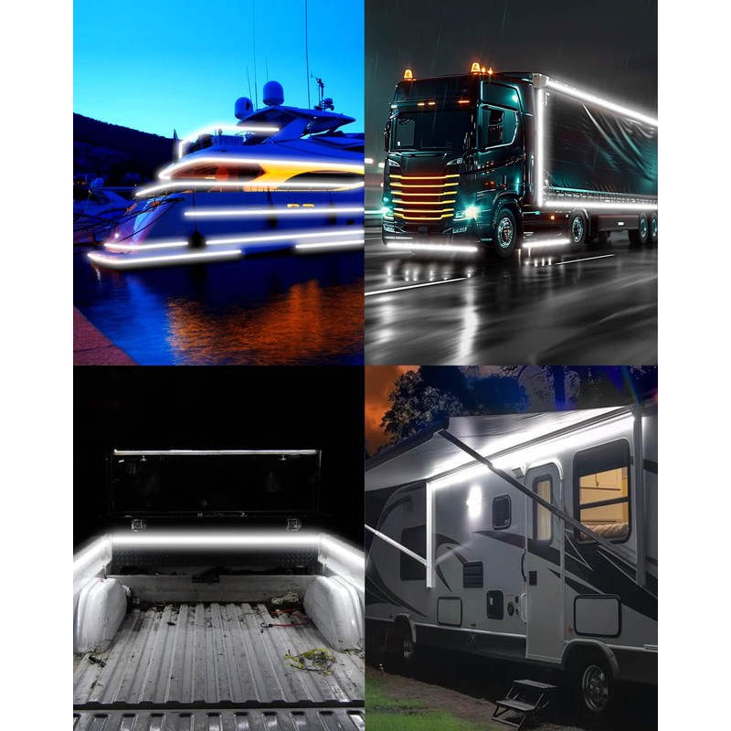 LLTOP RV Awning Lights 12vdc 20ft White Exterior LED Strip