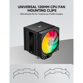 Universal 120mm CPU Fan Mounting Clips Kit - Stainless Steel Wire Buckle for Tower,Tool-Free Snap-On Installation,Black,2 Sizes (8 Clips Total)