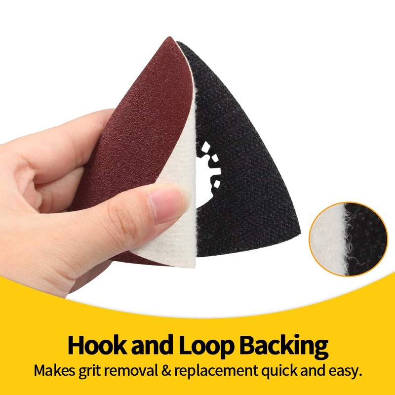 SPEEDWOX 30 Pcs Hook and Loop Triangle Sandpaper 120 Grit