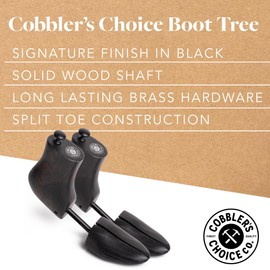 Cobbler's Choice Co. Finest Quality Men’s Boot Tree – Varnished Natural Wood, Timeless Design, Signature Finish, Black - Large