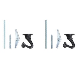 Aspen Creative Matte Black 21402-22, Swag 2 Pcs w/Mounting Hardware, 1-1/2" Heavy Duty Ceiling Hooks Plants/Wind Chime Lanterns/Hanging Decorations, Finish