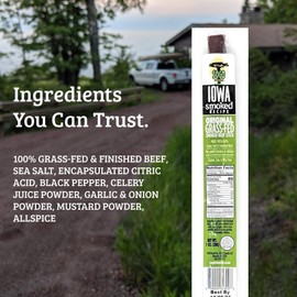 Original - Iowa Smoked Recipe, Sogo Snacks, Sugar Free Beef Jerky, Non-GMO Grass Fed Beef Sticks. No Nitrates, Gluten, Soy, MSG, Dairy, or Nuts. Paleo, Whole30, & Keto Snack (Original-ISR, 24 Cnt)
