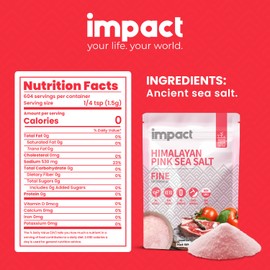 Impact - Fine Himalayan Pink Sea Salt - No Additives Rich in Trace Minerals Non-GMO Gluten-Free Ideal for Low-Carb Fasting Cooking - 2lb Pouch