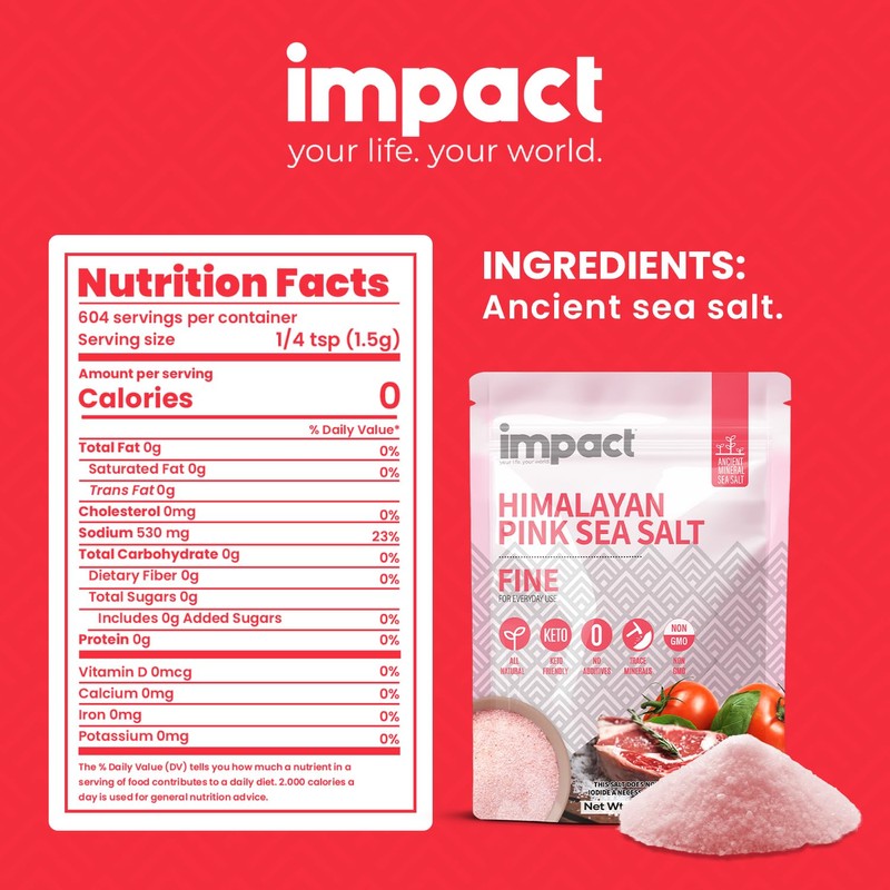 Impact - Fine Himalayan Pink Sea Salt - No Additives