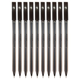 SAINO Softy Ballpoint Pens, BLACK, Fine Point (0.7mm), Pack of 10, Fine Writing Smooth Ball Pens, Perfect for School Office Home Business Shop Everyday Use