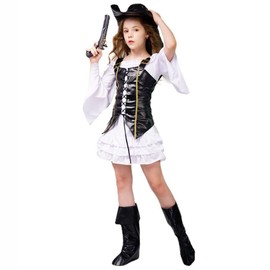 [BREAORTION] Halloween Costume, Pirate Cosplay, Children’s Costume, Halloween Costume, Funny Cosplay, Disguise Costume, Sea Thief, Captain, Performing Clothes, Event (Girls)