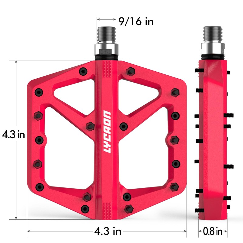 LYCAON Bike Pedals - Mountain Cycling Non-Slip Bicycle MTB Pedal,