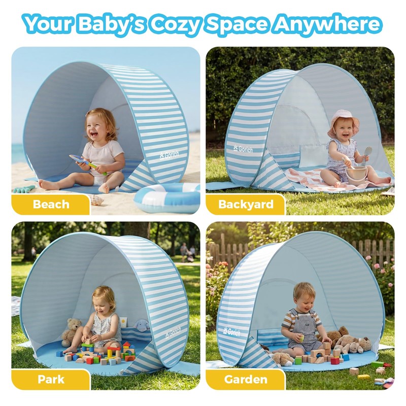 Gorich Pop Up Baby Beach Tent with UPF50+ UV Protection,