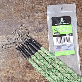 Catfish Sumo Rattle Snake™ Dragging Weights, Sinkers for Drifting, Trolling Without Hangups - 2oz (5 Pack)