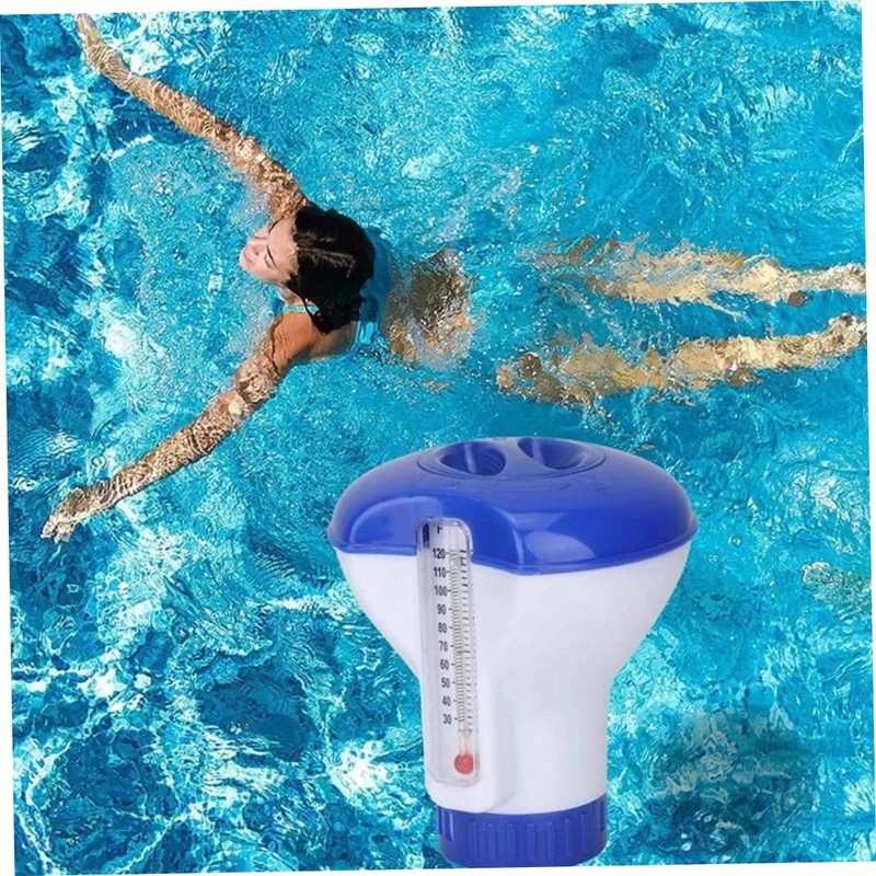 Pool Chlorine Dispenser Water Thermometer Floating Pond Thermometer Outdoor Swimming