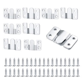 Pack of 10 Flush-Mounted Concealed Brackets, Picture Frame Hangers, Stainless Steel, Interlocking Buckle Hooks, Furniture Connector with Screws for Mirrors, Wall Mounting - 54 x 30 mm