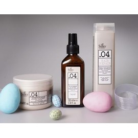 Silky .04 Hair Repair Combo Set - Argan Oil Shampoo, Intensive Mask & Treatment Spray for Nourished, Repaired & Smooth Hair - Hair Color Mask Restoring Dry & Treated Hair - 3-Piece Hair Care Kit