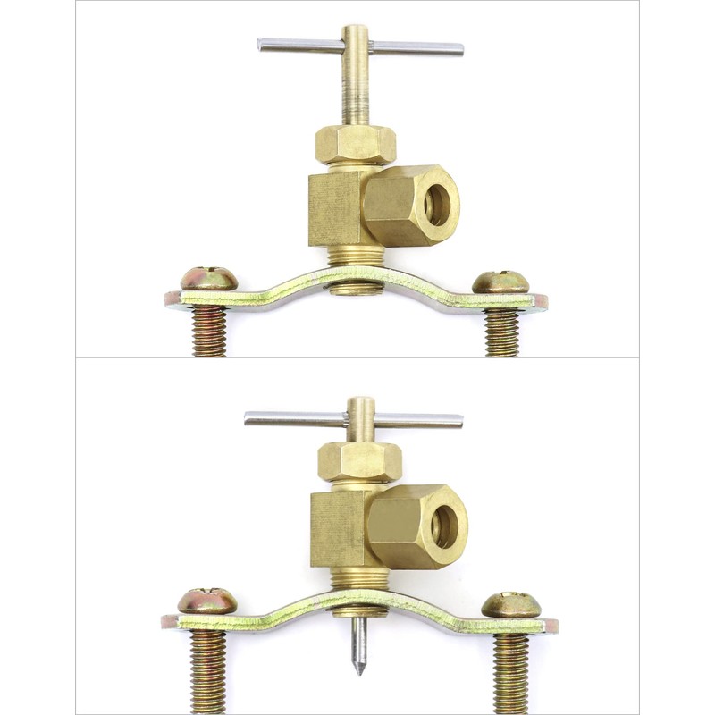 QWORK Self-Tapping Saddle Valve, Pack of 2, Copper Needle Valve