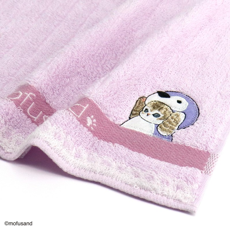 mofusand Pastel Lace Towel Handkerchief, Purple, Cat Lace, Cute, 43-0130080,