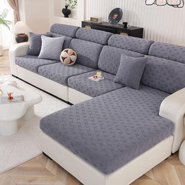 AUCOOMA Couch Cushion Cover Separate Armrest Cover, Separate Stretch Backrest Furniture Protector Sectional Sofa Slipcover (1PC Large Backrest,Dark Gray)