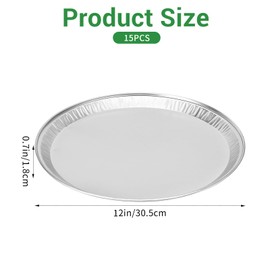 kenaeooe 15-Pack 12" Silver Embossed Disposable Pizza Pans & Serving Tray, Heavy Duty Aluminum Foil Baking Pans for Oven, Freezer, Parties, Catering & Events