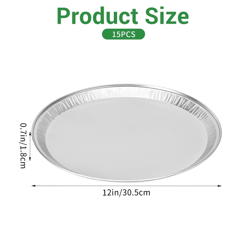 kenaeooe 15-Pack 12" Silver Embossed Disposable Pizza Pans & Serving