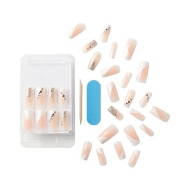KISS Classy Nails Premium Gorgeous Long Length Coffin Premium False Nails Kit Includes Nail Glue, Mini File, Manicure Sticks and 30 False Nails