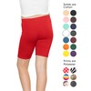 Stretch Is Comfort Girl'S Cotton Biker Shorts Red Medium