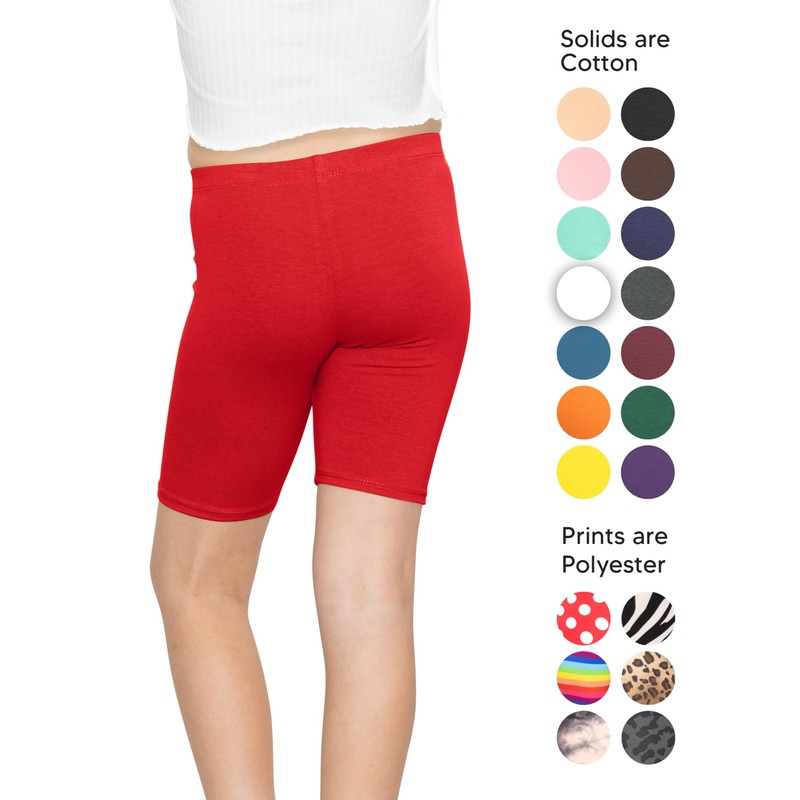 Stretch Is Comfort Girl'S Cotton Biker Shorts Red Medium