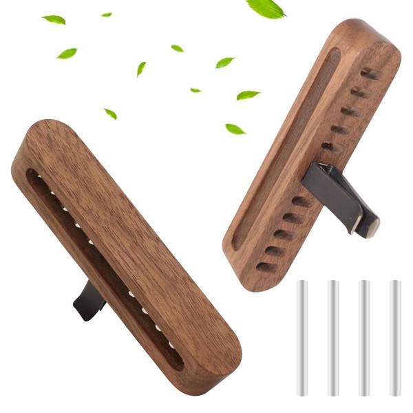 Tulov 2 Stück Auto Diffusor Holz, Auto Lufterfrischer mit 4
