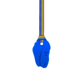 Sensory Oojamabobs - Strong Dinosaur Pendant chew Necklace - Autism - Blue with Lanyard (8 Designs Available!) (54, Rainbow Stripes)