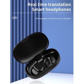 Translator Device Bidirection Simultaneous Translation, Language Translator Device Support 74 Languages 70 Accents, Translator Earbuds with APP, Fit for iOS & Android (Black)