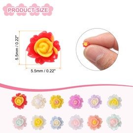 CoCud Mini Resin Flower, 0.22" Diameter, Miniature Tiny Flower Charm Dollhouse Rose Multicolored - (Applications: for Fairy Garden Dollhouse DIY Crafts Nail Jewelry Making), 100-Pieces