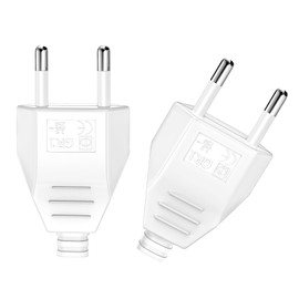 VIEVRE Flat Euro Plug, Pack of 2 Power Plug, 220 V Euro Plug, Flat Euro Plug, Plug (220 V, 2.5 A), Schuko Plug Flat, Euro Plug Flat (White)