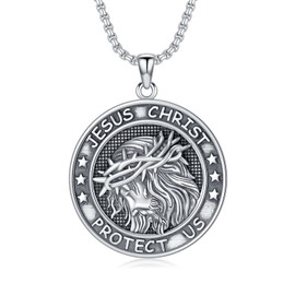 Taioiat Crown of Thorns Jesus Necklace for Men 925 Sterling Silver Pendant Jewelry Gift for Women