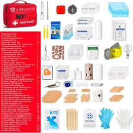 Vital House 326 Piece First Aid Kit Survival - Professional Waterproof Trauma Medical Kit for Emergency, Ideal for Home, Office, Car, Travel, Outdoor, Camping, Hiking - Portable Emergency Supplies Bag