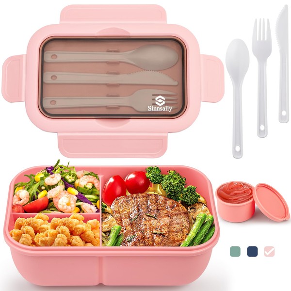 Sinnsally Lunchbox mit Fächern,1250ml Brotdose Bento Box Erwachsene,Lunch Box Kinder