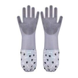 1TO3GO Pet Grooming Gloves Pet Hair Remover Cat, Dog Washing Gloves Silicone Heat Resistant Cleaning Gloves with High-Density Teeth Grooming Gloves for Dogs, Cats, Horses, Rabbits (1 Pair - Gray)