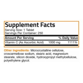 Vitamina C 1000mg (250 Tabletas) Scorbato De Sodio Bronson Sabor Sin Sabor