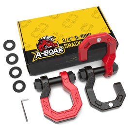 A-BOAR 3/4" D-Ring Shackles, Heavy Duty Forged Steel Shackles with 7/8" Pin, Easy Open D-Ring Shackles Towing Winch Hooks for Recovery, Trucks, SUV, ATV, UTV, Off-Road Vehicles, Black Red