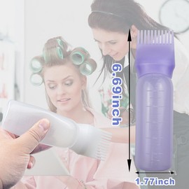 ELANE 4 Pack Root Comb Applicator Bottle,Oil Comb Applicator for Hair Dye Shampoos Hair Salons (2 purple + 2 white)