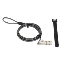 Manhattan Combination Laptop Lock -with Long 6 ft Security Cable, Resettable 4 Digit Combo, Strong Cut Resistant Steel - For Computer, Notebook, Displays, Projector – Lifetime Mfg Warranty- 440493