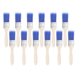 HARFINGTON 12pcs Paint Brushes 1.5" Flat Paint and Chip Brushes with Wooden Handle for DIY Paint Flat Art Furniture Fences Deck Wall Trim, Blue