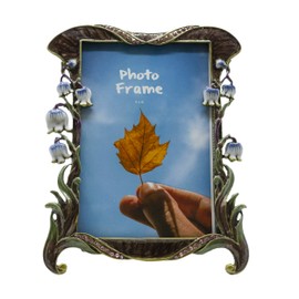 Tricune Floral Picture Frame 4x6, Vintage Photo Frame Made of Metal and High Definition Glass for Table Top Display, Home Decor, Retro Photo Frame