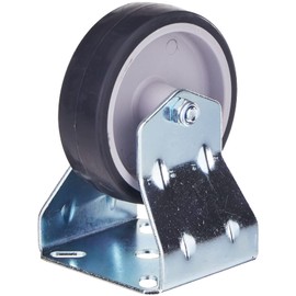 Metafranc Fixed castor, diameter 75 mm, 60 x 60 mm plate, rubber wheel, soft tread, sliding bearing, 60 kg load capacity, transport castor, furniture castor, heavy duty castor, 800580
