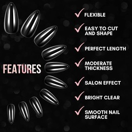 Makartt Stiletto Nail Tips, Pack of 500 Nail Tips, Acrylic False Artificial Nails, Nail Tips with Bag, 10 Sizes