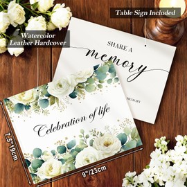 Lanpn Funeral Guest Book for Memorial Service, 100 Pages in Loving Memory Sign in Books for Guests, Funeral Favors Registry Book with Memorial Table Sign, Leather Cover